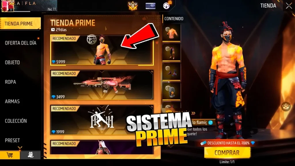 Sistema prime en Free Fire