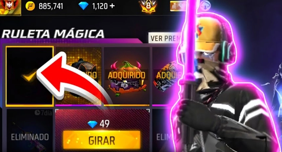 Sacar emote en ruleta mágica de 9 diamantes en Free Fire