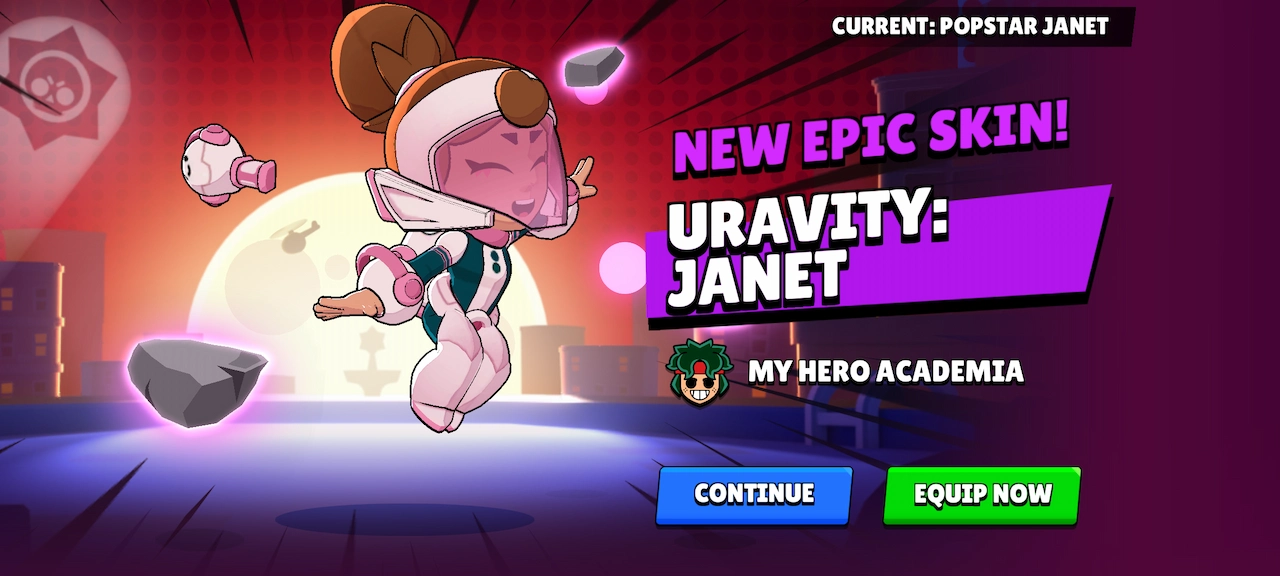 Skin de Uraraka para Janet en Brawl Stars
