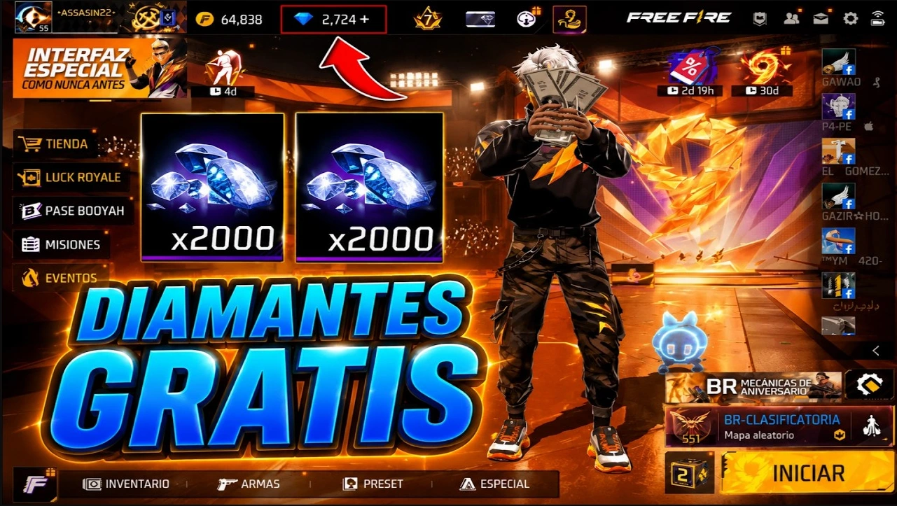 Diamantes gratis en Free Fire